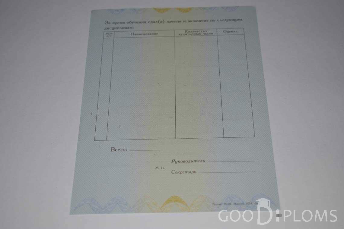 Приложение к Диплому о Переподготовке период выдачи 2014-2020 -  Усть-Каменогорск